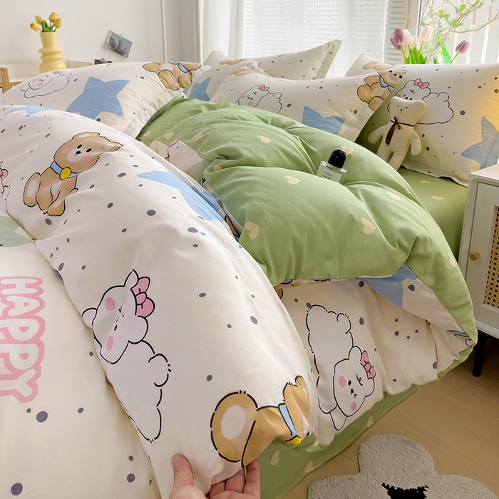 91家纺网 家纺一手货源 找家纺 依庭 2025新款全棉印花花卉款四件套单品系列-单被套 幸运星