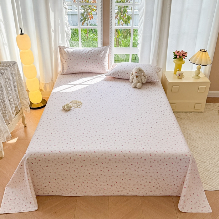 91家纺网 家纺一手货源 找家纺 吉象家纺 2025新款老粗布三件套-床单款 花遇