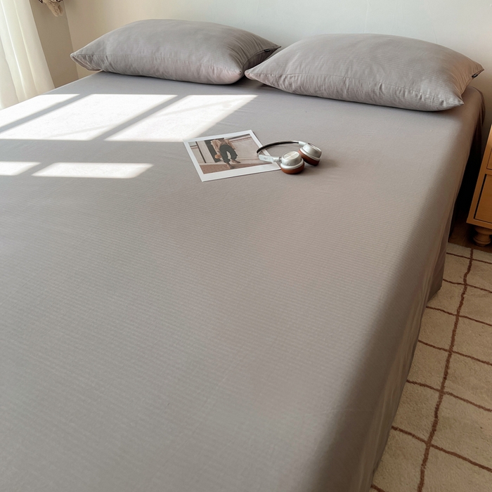 91家纺网 家纺一手货源 找家纺 蜜宿 2025新款A类全棉人字纹床单 床单：浅灰