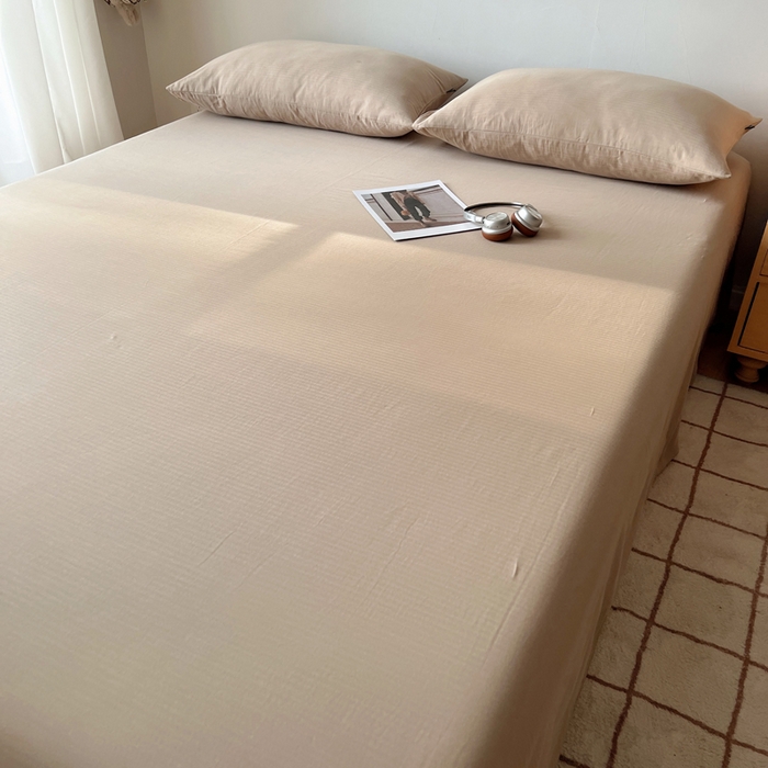 91家纺网 家纺一手货源 找家纺 蜜宿 2025新款A类全棉人字纹床单 床单：奶咖