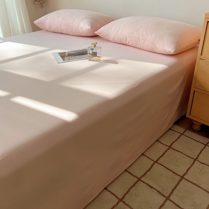 91家纺网 家纺一手货源 找家纺 蜜宿 2025新款A类全棉人字纹床单 床单：樱粉