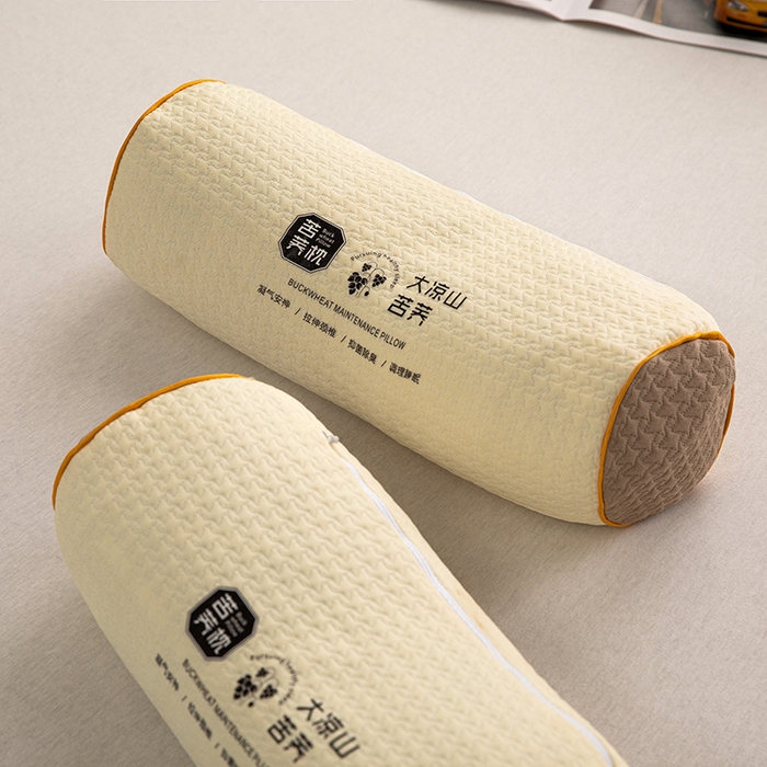 91家纺网 家纺一手货源 找家纺 枕之坊 2025新款针织圆柱颈椎枕 圆柱米色12*40*15cm/只