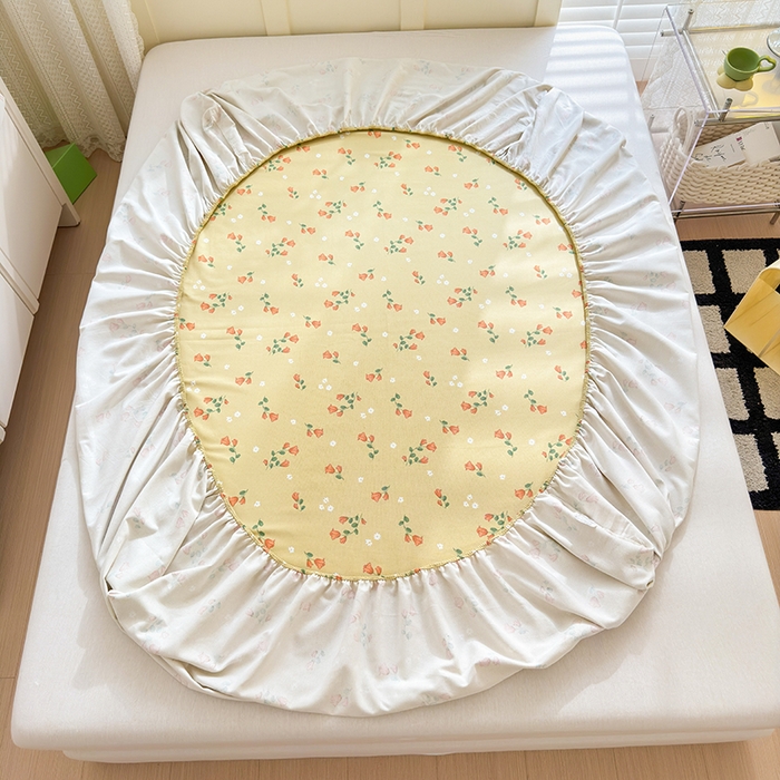 91家纺网 家纺一手货源 找家纺 2025新款老粗布三件套-床笠款 繁花