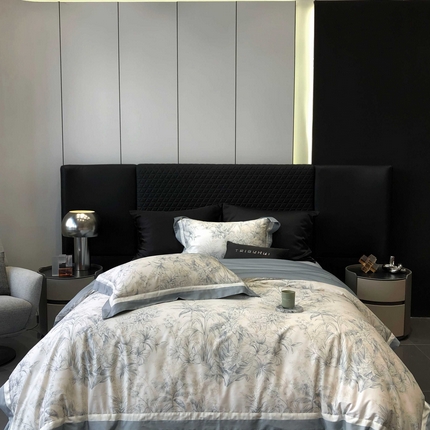 2025新款高支高密长绒棉专版数码印花双拼系列四件套-卡梅伦【券后不低于378】 卡梅伦-蓝