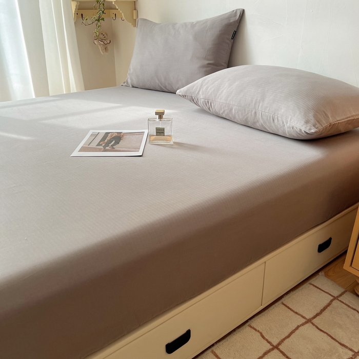 91家纺网 家纺一手货源 找家纺 蜜宿 2025新款A类全棉人字纹床笠（加高） 床笠：浅灰