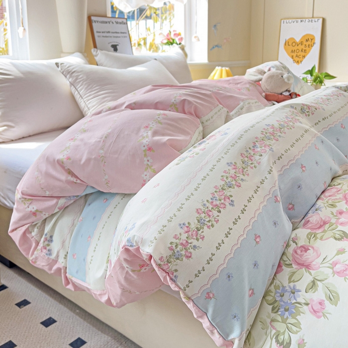 91家纺网 家纺一手货源 找家纺 依庭 2025新款全棉印花花卉款四件套单品系列-单被套 云听若舞