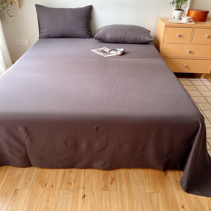 91家纺网 家纺一手货源 找家纺 蜜宿 2025新款A类全棉人字纹床单 床单：炭灰