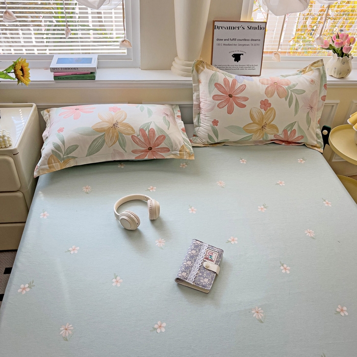 91家纺网 家纺一手货源 找家纺 依庭 2025新款全棉印花花卉款四件套单品系列-单床单 云裳花谷