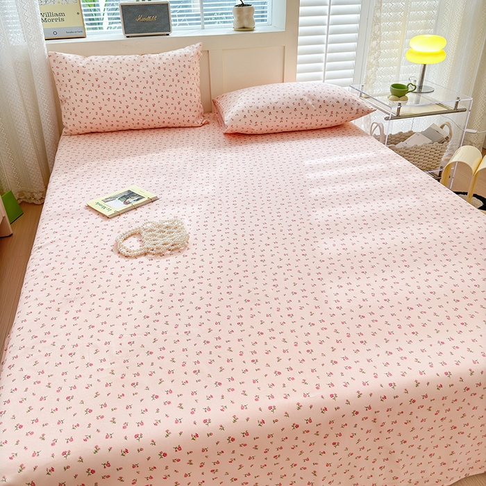 91家纺网 家纺一手货源 找家纺 吉象家纺 2025新款老粗布三件套-床单款 粉玫瑰