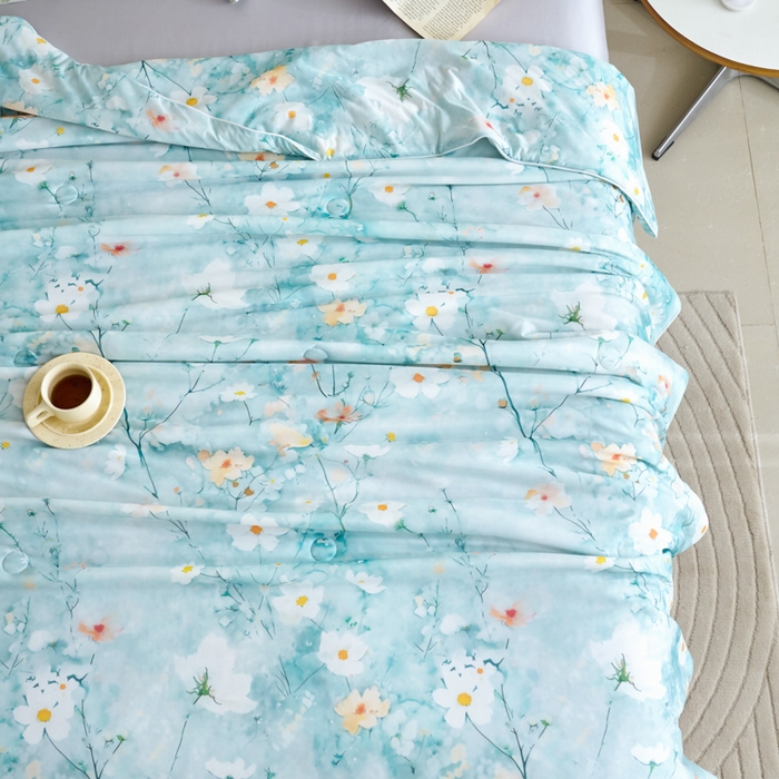 91家纺网 家纺一手货源 找家纺 好老表被业 2025新款亲肤舒适3D印花凉感丝夏被夏凉被空调被 似水流年