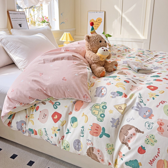 91家纺网 家纺一手货源 找家纺 依庭 2025新款全棉印花花卉款四件套单品系列-单被套 彩绘世界