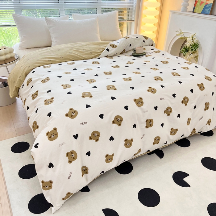 91家纺网 家纺一手货源 找家纺 依庭 2025新款全棉印花花卉款四件套单品系列-单被套 熊圆圆