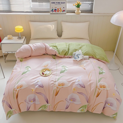 91家纺网 家纺一手货源 找家纺 （总）依庭 2025新款全棉印花花卉款四件套单品系列-单被套