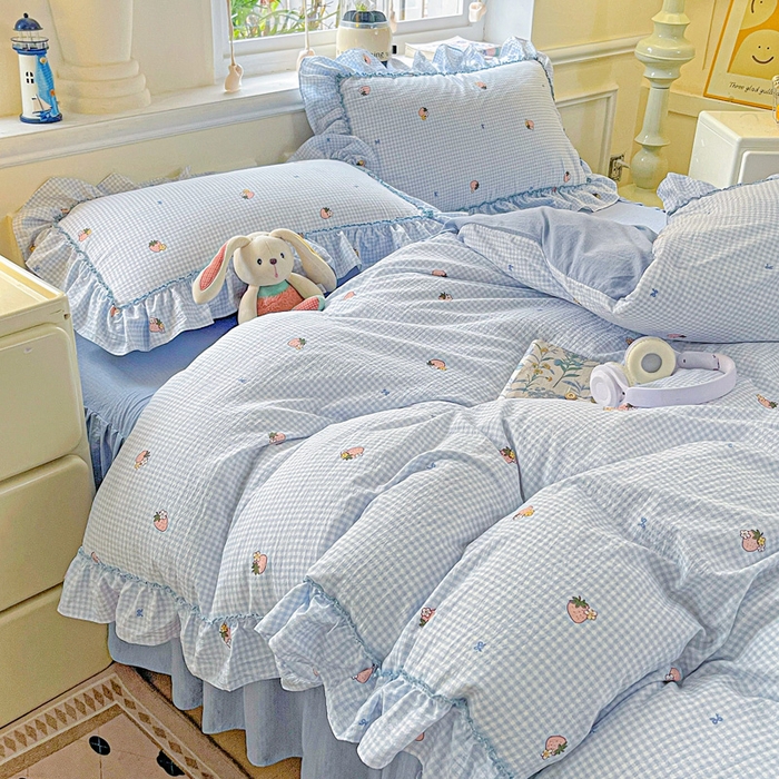 91家纺网 家纺一手货源 找家纺 （总）富米莱（原臻工厂） 2025新款云感亲肤棉床盖床裙夏凉被空调被四件套-仙美密拷花边