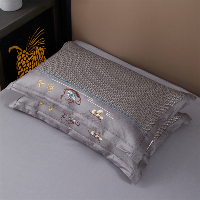 91家纺网 家纺一手货源 找家纺 织布人 2025新款荞麦枕夏季凉感科技布PE藤枕夏凉枕头成人家用防出汗枕头 夏凉科技布PE藤枕-灰色【茶香枕】 