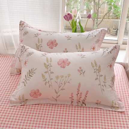 91家纺网 家纺一手货源 找家纺 （总）依庭 2025新款全棉印花花卉款四件套单品系列-单枕套