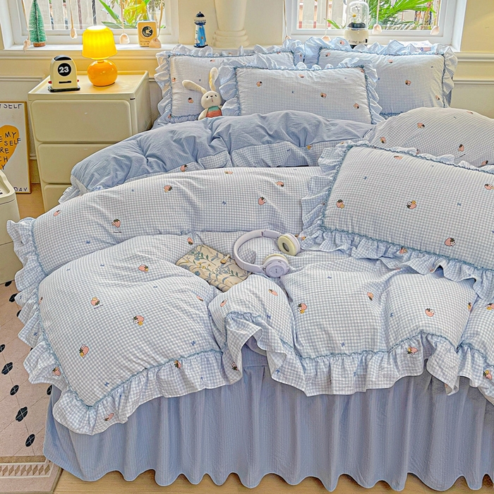 91家纺网 家纺一手货源 找家纺 （总）富米莱（原臻工厂） 2025新款云感亲肤棉床盖床裙夏凉被空调被四件套-仙美密拷花边