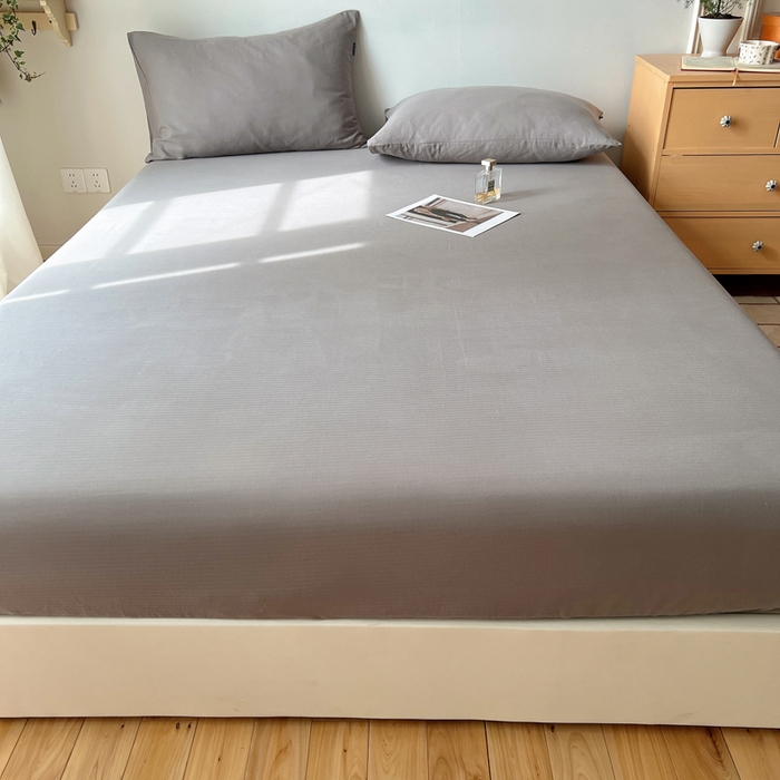 91家纺网 家纺一手货源 找家纺 蜜宿 2025新款A类全棉人字纹床笠（加高） 床笠：浅灰