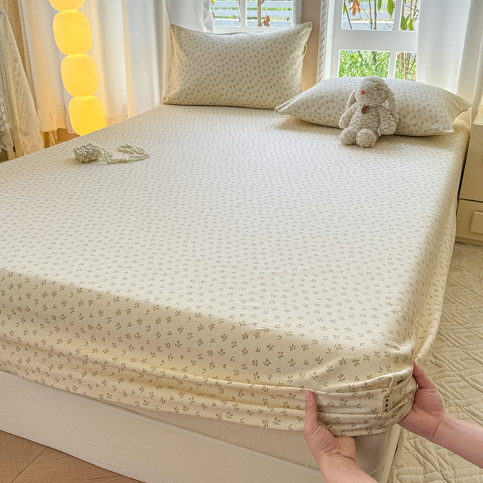 91家纺网 家纺一手货源 找家纺 2025新款老粗布三件套-床笠款 星语