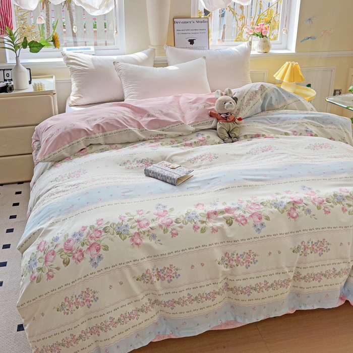 91家纺网 家纺一手货源 找家纺 依庭 2025新款全棉印花花卉款四件套单品系列-单被套 云听若舞