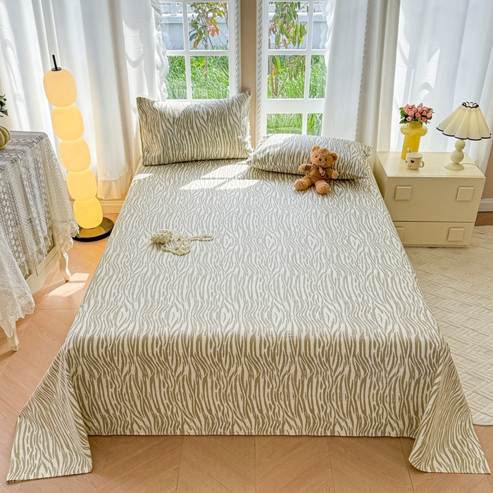 91家纺网 家纺一手货源 找家纺 吉象家纺 2025新款老粗布三件套-床单款 斑马纹