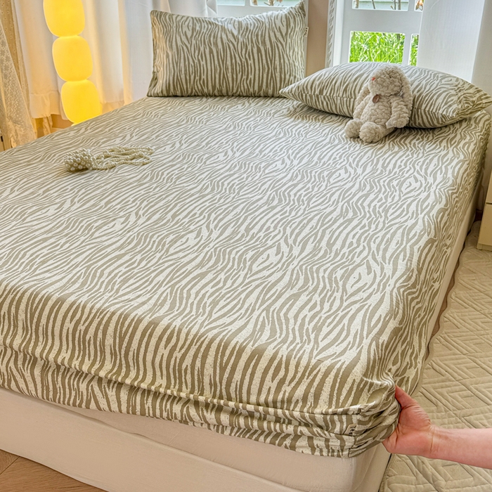 91家纺网 家纺一手货源 找家纺 2025新款老粗布三件套-床笠款 斑马纹