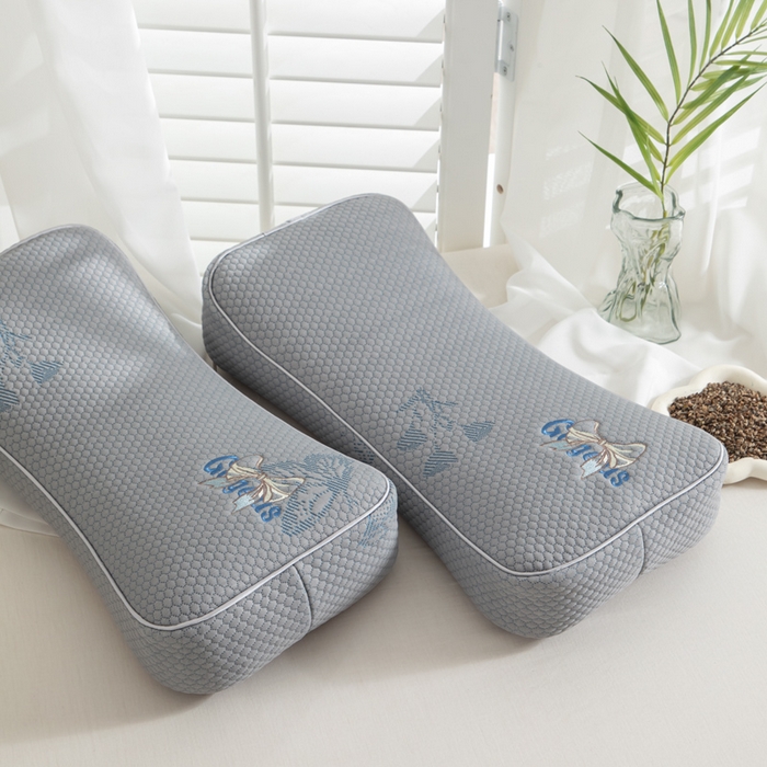 91家纺网 家纺一手货源 找家纺 织布人 2025新款荞麦枕夏季凉感豆豆枕茶叶枕夏凉荞麦枕学生成人家用硬枕 夏凉豆豆护颈椎款-立体蝴蝶灰荞麦枕