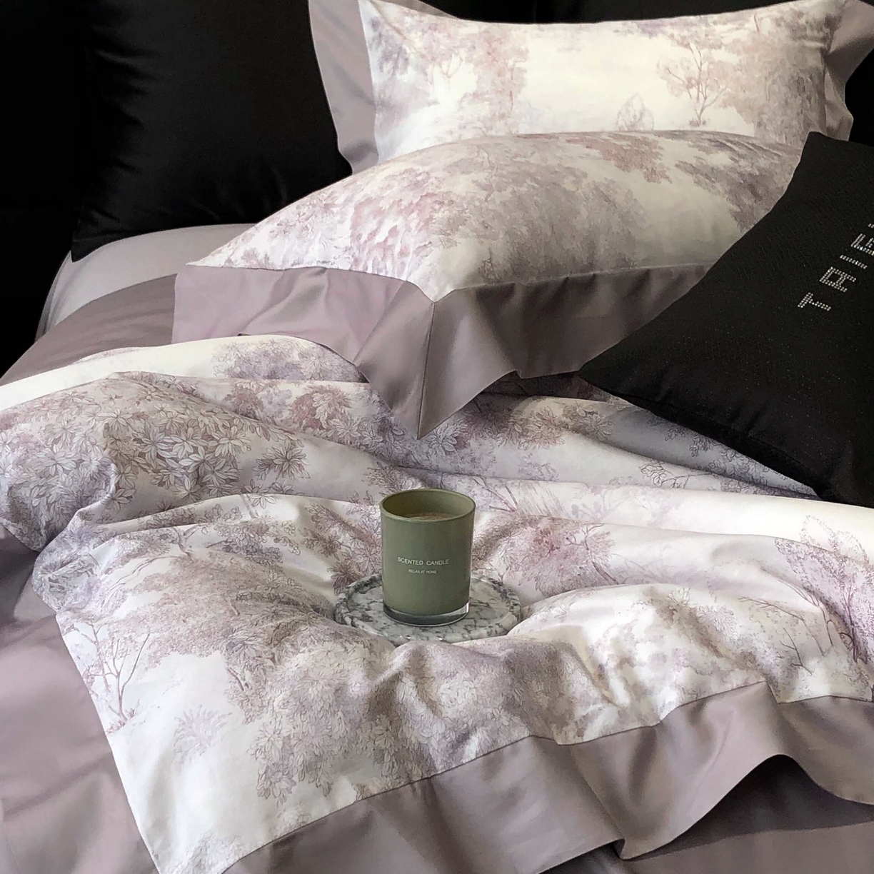 91家纺网 家纺一手货源 找家纺 2025年高支高密长绒棉专版活性数码印花系列四件套【券后控价——券后不低于378】 丽奥娜-樱落紫