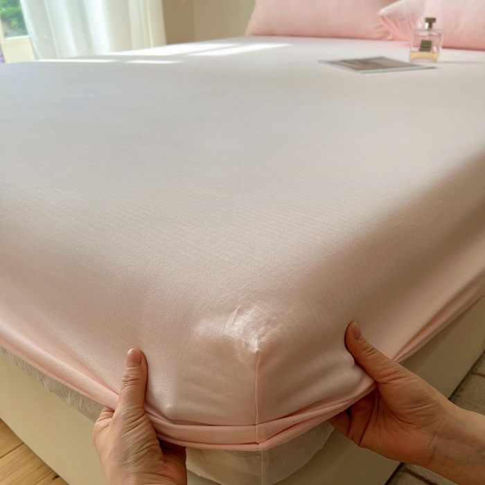 91家纺网 家纺一手货源 找家纺 蜜宿 2025新款A类全棉人字纹床笠（加高） 床笠：樱粉