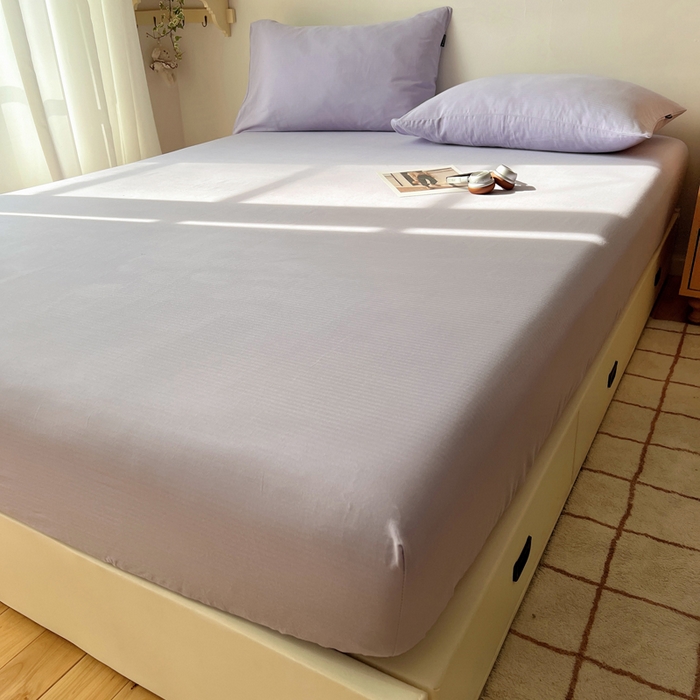 91家纺网 家纺一手货源 找家纺 蜜宿 2025新款A类全棉人字纹床笠（加高） 床笠：梦紫