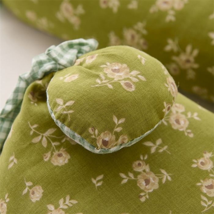 91家纺网 家纺一手货源 找家纺 大熊枕芯 2025新款田园风全棉印花双层纱萌趣兔子三角荞麦护颈枕枕头枕芯 田园兔三角枕-绿50*15*15cm/只