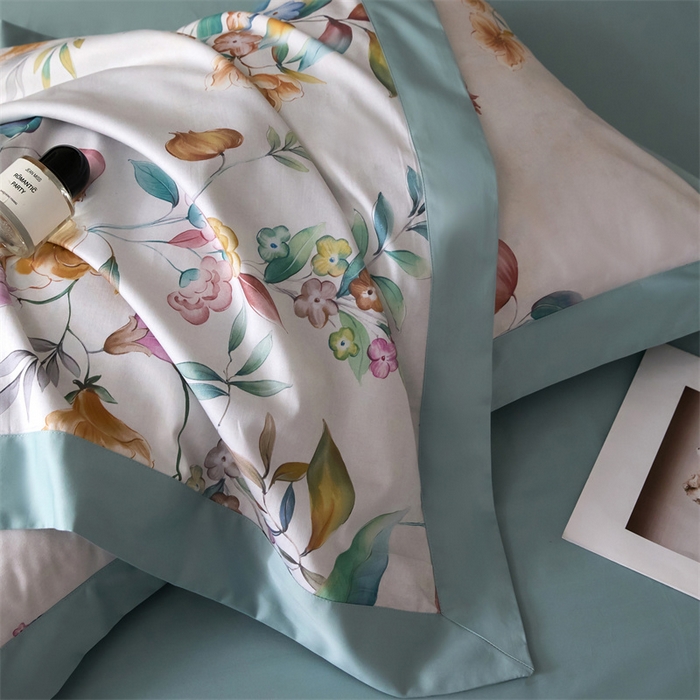 91家纺网 家纺一手货源 找家纺 宏羽纺家纺 2025年高支高密大版数码印花春夏新品 花家境-梦境绿