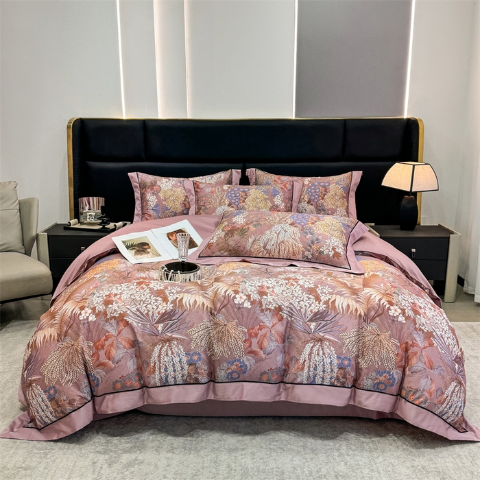 91家纺网 家纺一手货源 找家纺 宏羽纺家纺 2025年高支高密大版数码印花春夏新品 秘境-香芋