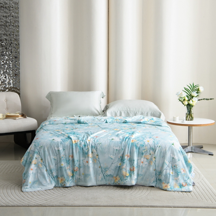 91家纺网 家纺一手货源 找家纺 好老表被业 2025新款亲肤舒适3D印花凉感丝夏被夏凉被空调被 似水流年