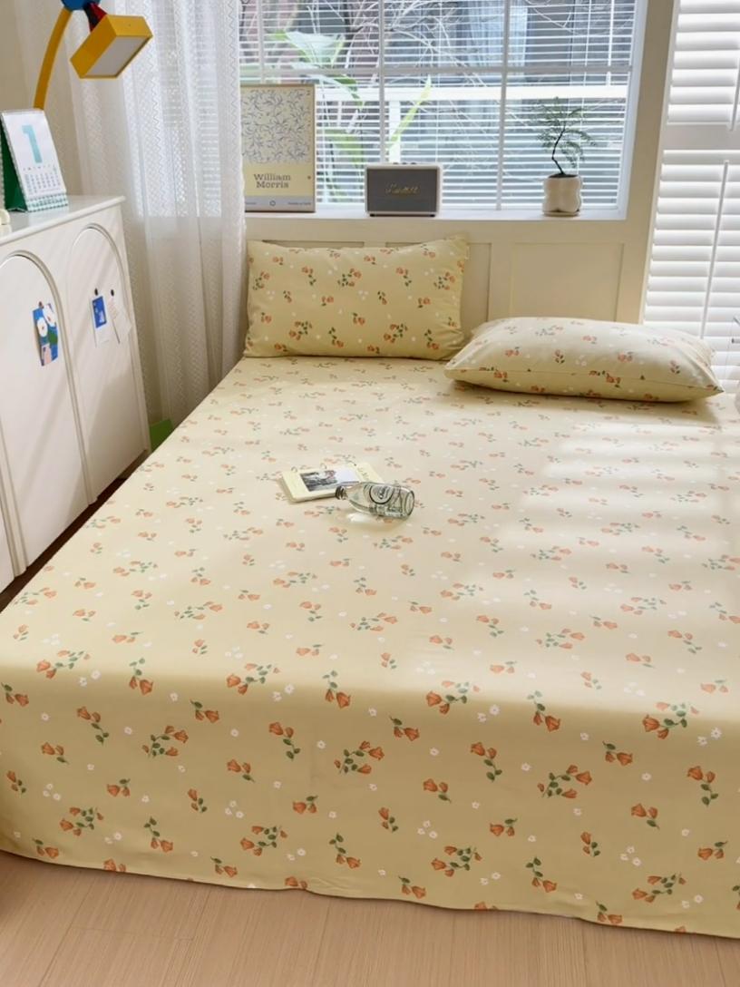 91家纺网 家纺一手货源 找家纺 吉象家纺 2025新款老粗布三件套-床单款 花遇