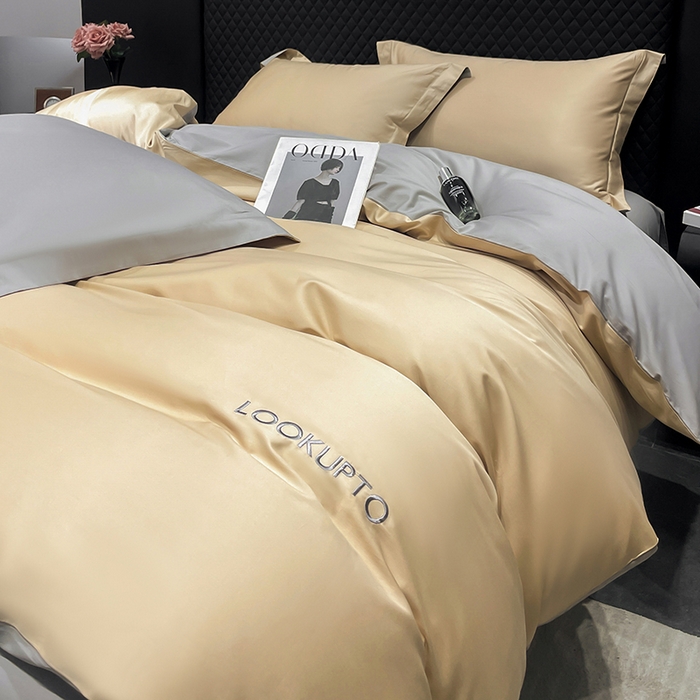 91家纺网 家纺一手货源 找家纺 （总）皇寝世家家居 2025新款全棉纯棉A类100s长绒棉四件套刺绣绣花纯色贡缎床单款-诗雅