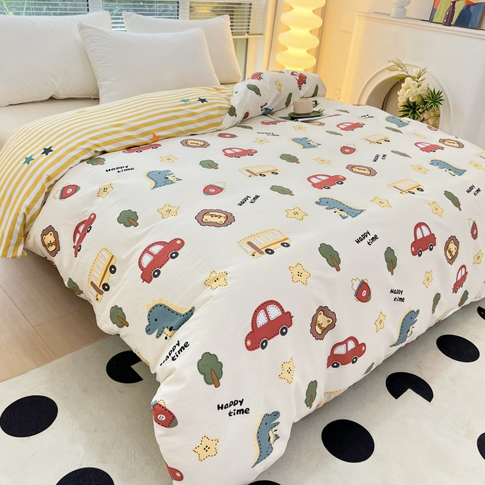 91家纺网 家纺一手货源 找家纺 依庭 2025新款全棉印花花卉款四件套单品系列-单被套 恐龙游记