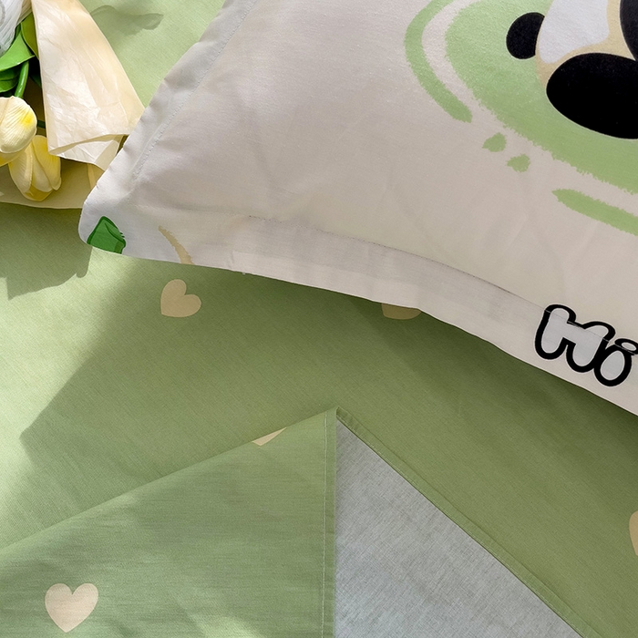 91家纺网 家纺一手货源 找家纺 依庭 2025新款全棉印花花卉款四件套单品系列-单枕套 熊猫乐园