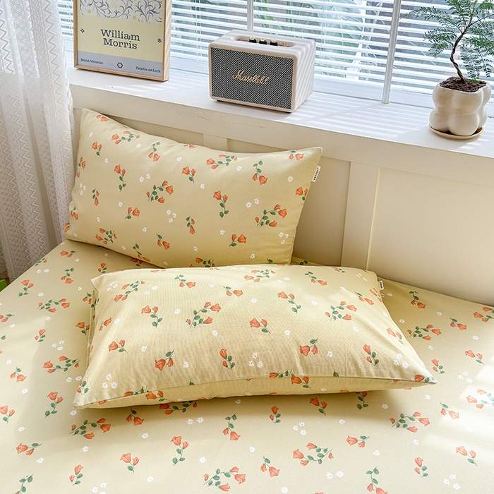 91家纺网 家纺一手货源 找家纺 2025新款老粗布三件套-床笠款 繁花