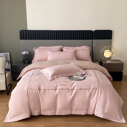 91家纺网 家纺一手货源 找家纺 （总）青柚 2025新款青柚绮梦磨毛刺绣四件套