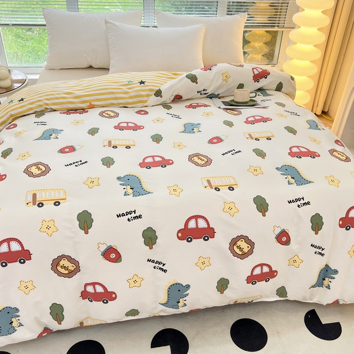 91家纺网 家纺一手货源 找家纺 依庭 2025新款全棉印花花卉款四件套单品系列-单被套 恐龙游记