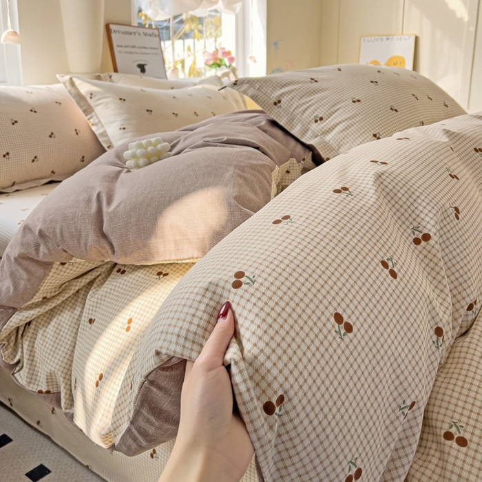 91家纺网 家纺一手货源 找家纺 依庭 2025新款全棉印花花卉款四件套单品系列-单被套 樱姿