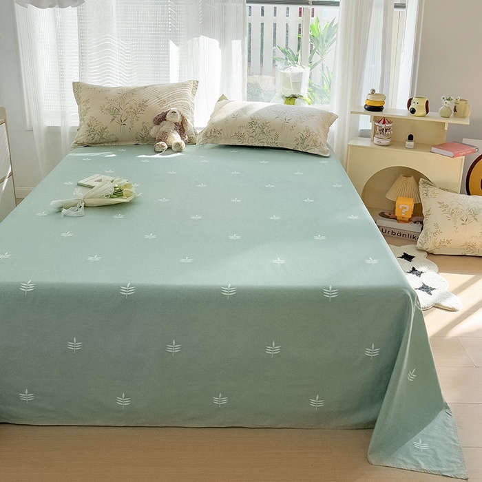 91家纺网 家纺一手货源 找家纺 依庭 2025新款全棉印花花卉款四件套单品系列-单床单 仙草