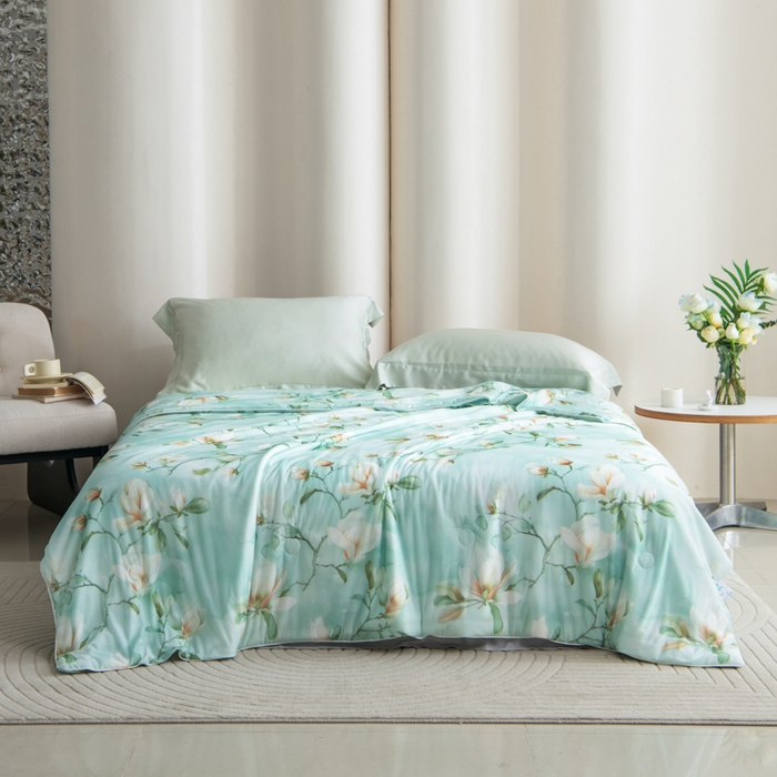 91家纺网 家纺一手货源 找家纺 好老表被业 2025新款亲肤舒适3D印花凉感丝夏被夏凉被空调被 朝花夕拾