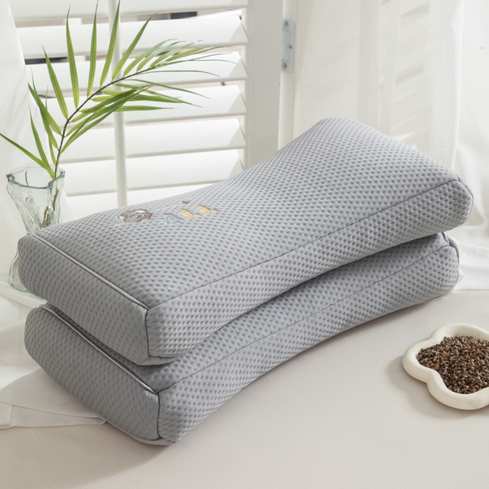 91家纺网 家纺一手货源 找家纺 织布人 2025新款荞麦枕夏季凉感豆豆枕茶叶枕夏凉荞麦枕学生成人家用硬枕 凉豆豆款-四面灰色茶香枕