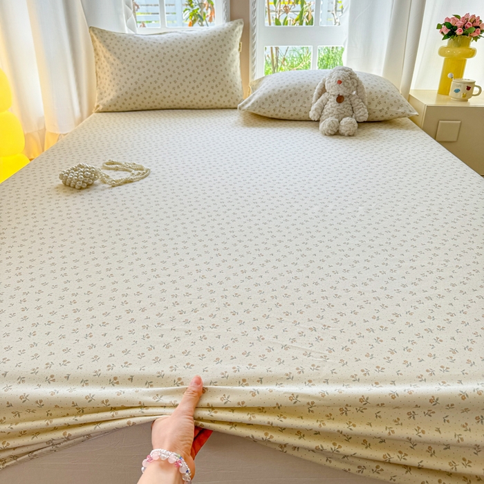 91家纺网 家纺一手货源 找家纺 2025新款老粗布三件套-床笠款 星语