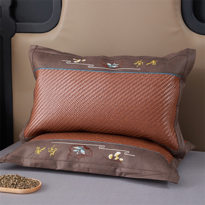 91家纺网 家纺一手货源 找家纺 织布人 2025新款荞麦枕夏季凉感科技布PE藤枕夏凉枕头成人家用防出汗枕头 夏凉科技布PE藤枕-咖色【茶香枕】 