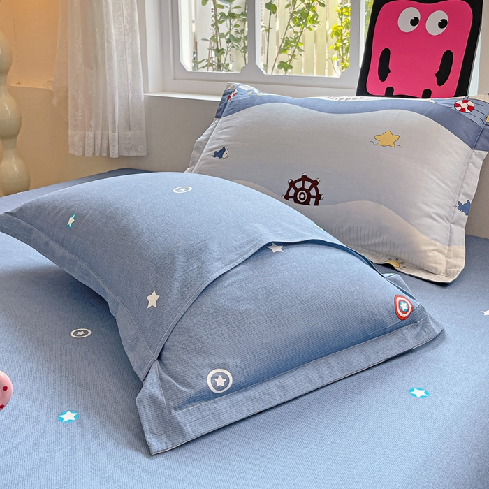 91家纺网 家纺一手货源 找家纺 依庭 2025新款全棉印花花卉款四件套单品系列-单枕套 星夜号