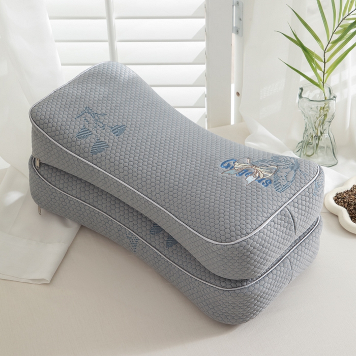 91家纺网 家纺一手货源 找家纺 织布人 2025新款荞麦枕夏季凉感豆豆枕茶叶枕夏凉荞麦枕学生成人家用硬枕 夏凉豆豆护颈椎款-立体蝴蝶灰荞麦枕