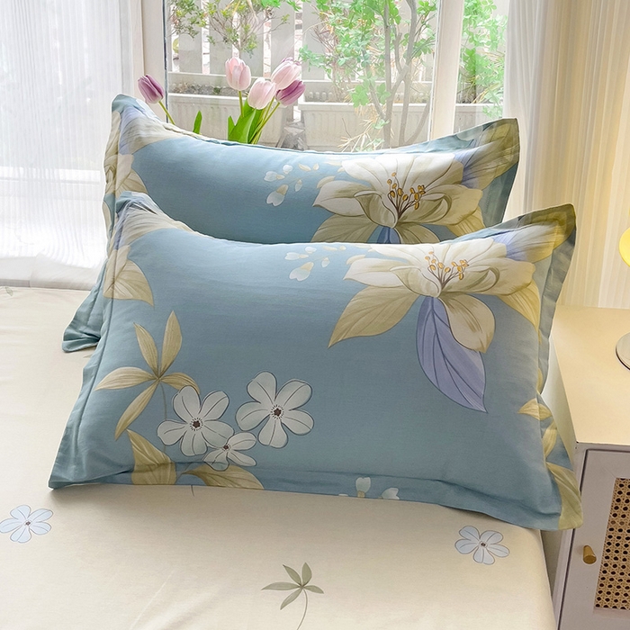 91家纺网 家纺一手货源 找家纺 依庭 2025新款全棉印花花卉款四件套单品系列-单枕套 雅韵花香